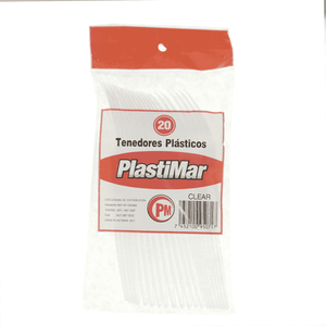 Tenedor Desechable Plastimar Transparente  20 UN