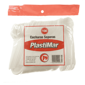 Cubiertos desechables Plastimar 100 UN Cuchara Sopera