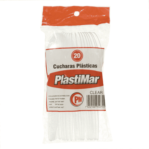 Cuchara Plastimar Transparente Desechable  20 Un