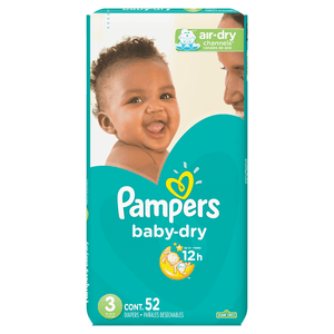 Pañales Desechables Pampers 52 Und Baby Dry Talla 3