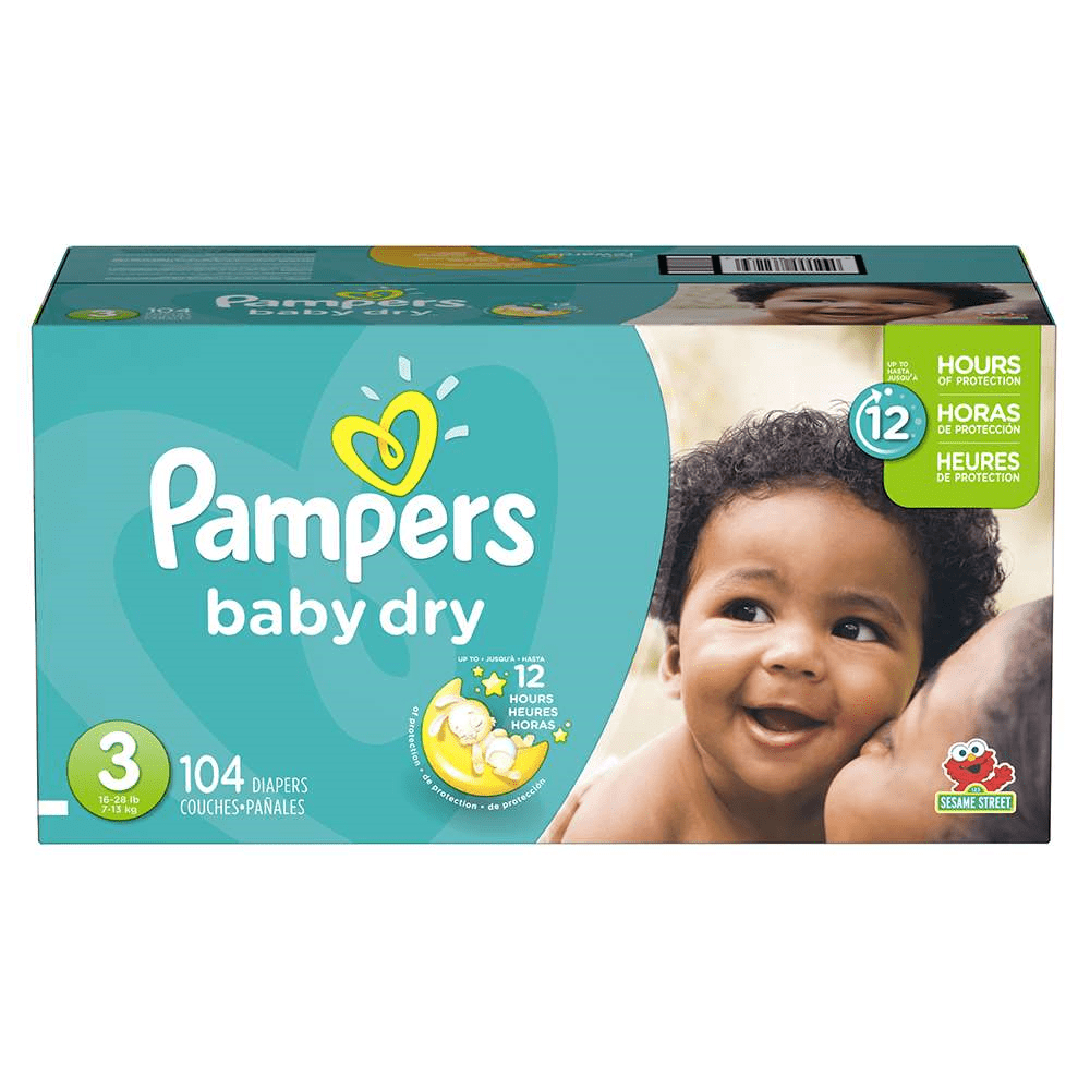 PAMPERS - Pañales desechables Baby Dry talla 3 por 210 unidades; suministro  para un mes que incluye 6 paquetes con tapa de toallitas para bebé por 336