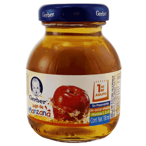 Jugo De Manzana Gerber 118 Ml Frasco De Cristal