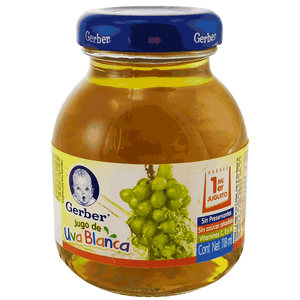 Jugo De Uvas Blancas Gerber 118 Ml Frasco De Cristal