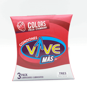 Condones Vive 3Pack Lubricados Color Fresa