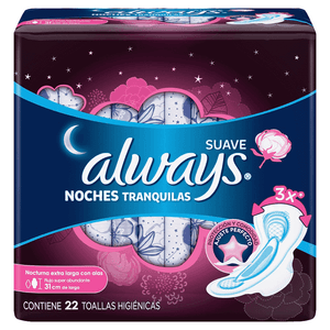 Toallas Sanitarias Always 22 Und Nocturnas Extra Largas Con Alas