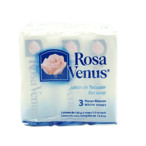 Jabón De Aseo Corporal En Barra Rosa Venus 150 gr Blanco 3 Pack