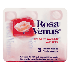 Jabón De Aseo Corporal En Barra Rosa Venus 100 gr Rosa 3 Pack