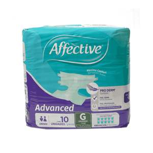 Pañal Para Adulto Advanced Unisex Affective 10 Und Grande Súper Absorción