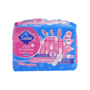 Toallas Femenina Saba 14 Und Ultra Invisible Con Alas