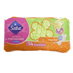 Toallas Femenina Saba 14 Un Regular Manzanilla Con Alas