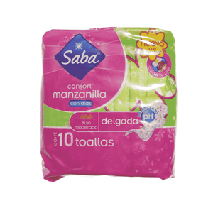 Toallas Femenina Saba 10 Un Delgadas Con Alas Y Manzanilla