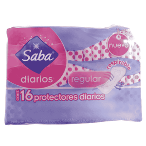 Protectores Diarios Femeninos Saba 16 Und Regulares