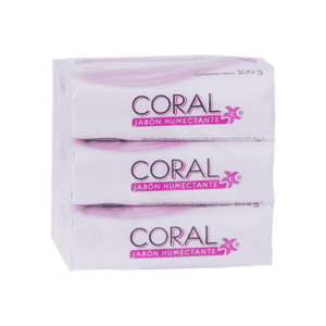 Jabón De Aseo Corporal En Barra Coral 100 gr Rosa Antibacterial 3 Pack