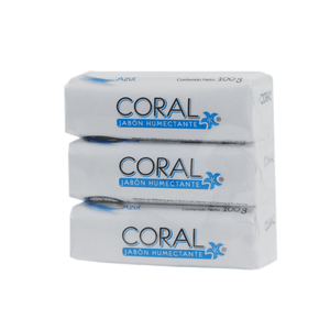 Jabón De Aseo Corporal En Barra Coral 100 gr Azul Antibacterial 3 Pack