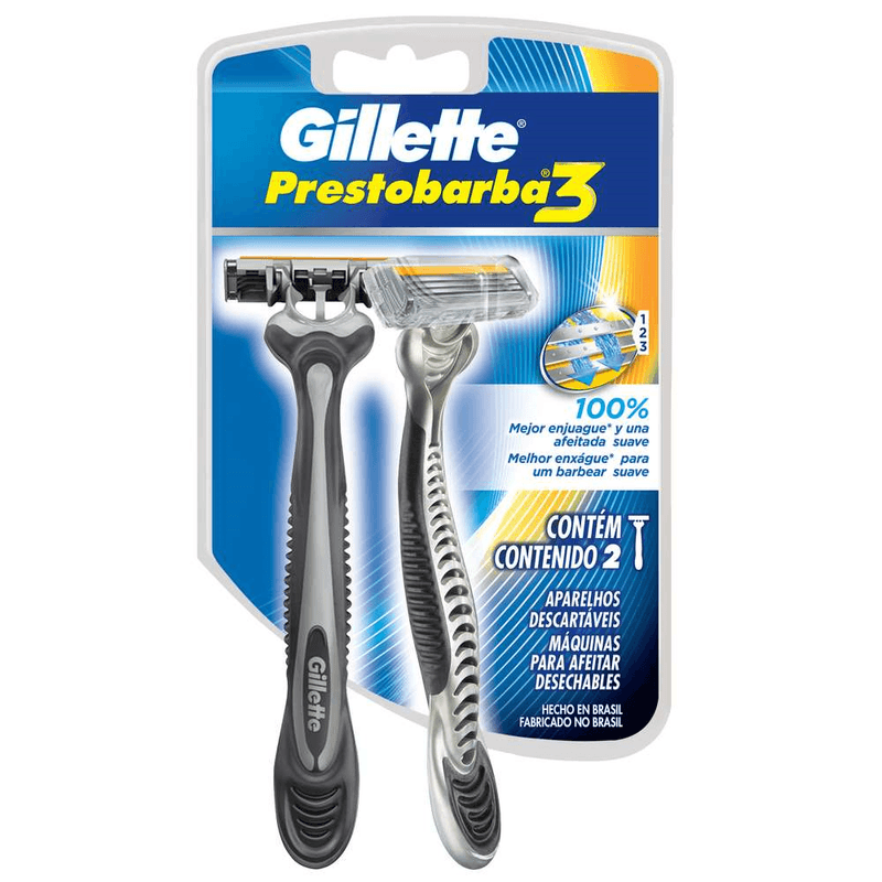 Prestobarba-Hombre-Gillette-2-Un-Lubricante-Y-Mango-De-Goma