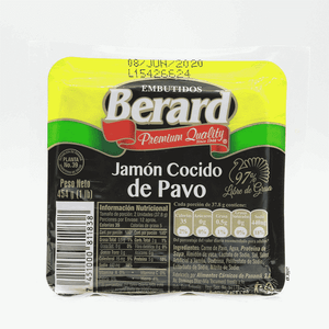 Jamón Cocido Pavo Berard 454 gr En Paquete