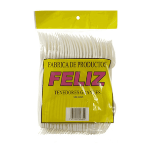 Cubiertos desechables Feliz 100 UND Tenedor