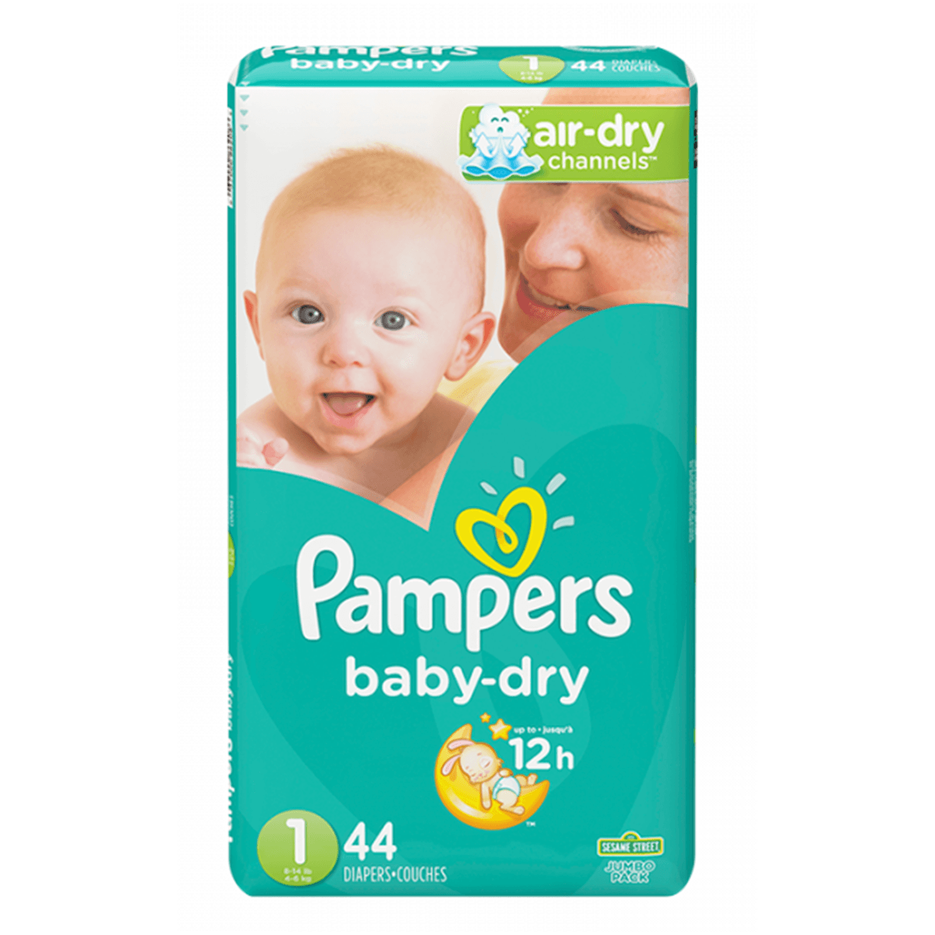 Pampers Baby-Dry - Pañales desechables absorbentes, talla 1, 204 unidades