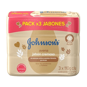3 Pack De Jabon Johnson Baby Cremoso De Avena 110g