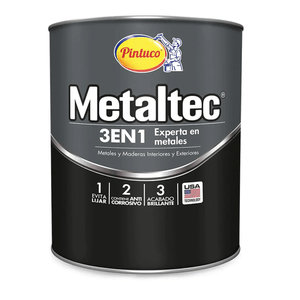 Pintura Pintuco Metaltec 3 en 1 gris Plata T84 Cuar