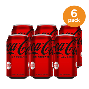 6 Pack De Coca Cola Sin Azucar 12oz Lata