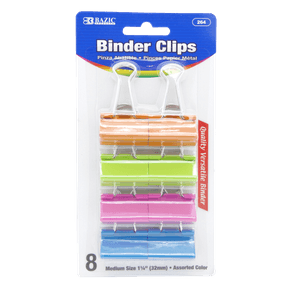 Clips de Carpetas de Colores 32MM 8 PC Bazic