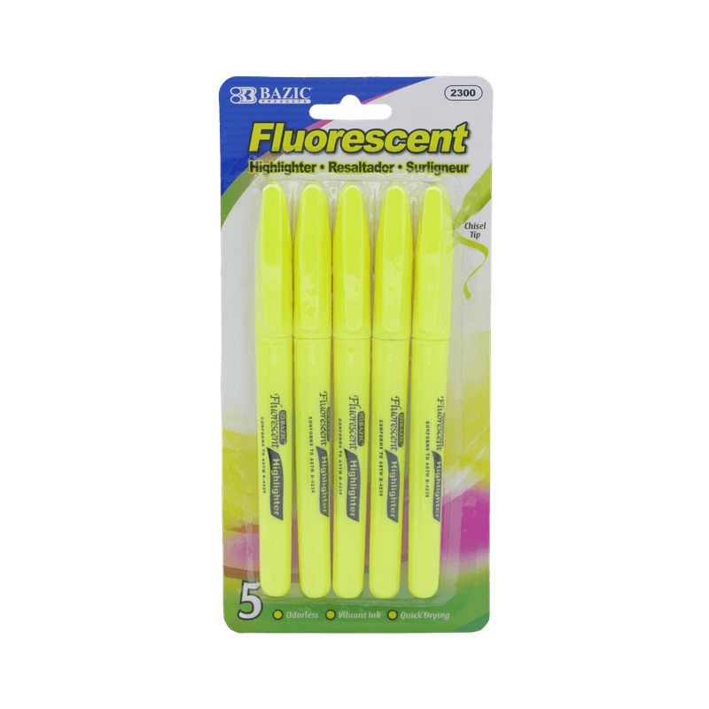 Resaltador-Fluorescente-color-Amarillo-5PC-BAZIC-0764608023006