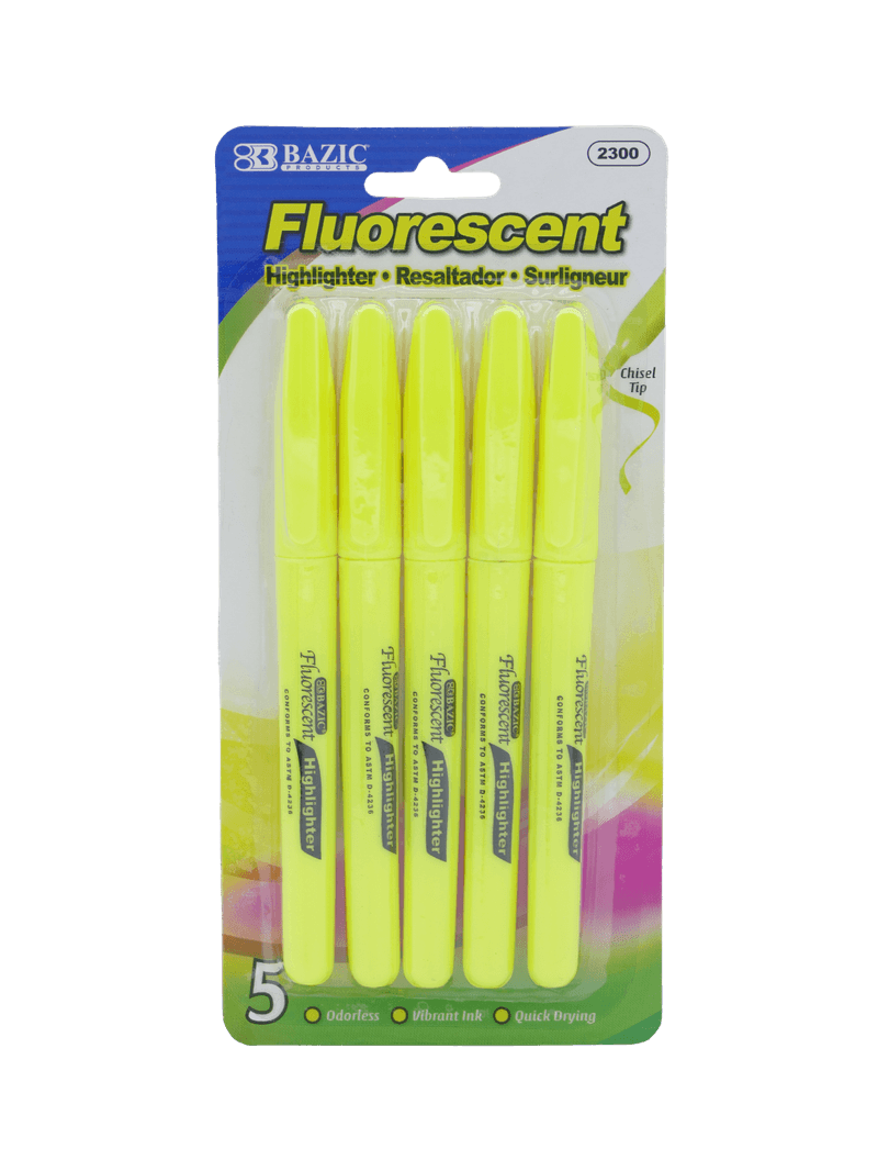 Resaltador-Fluorescente-color-Amarillo-5PC-BAZIC-0764608023006