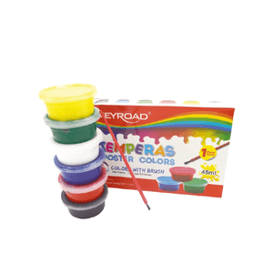 Temperas 45ml con 1 pincel 6 colores