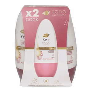 Desodorante 2 Pack Dove Rollon Dermo Aclarante 100 Ml