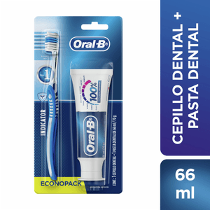 Kit Cepillo Indicador Suave Oral B Más Crema 100% De 66 Ml