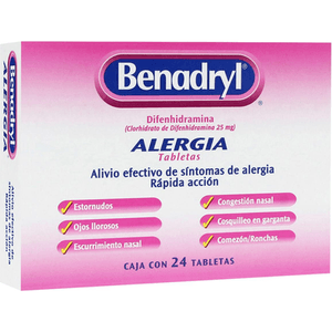 Antialergico Benadryl 25Mg 24 Tabletas