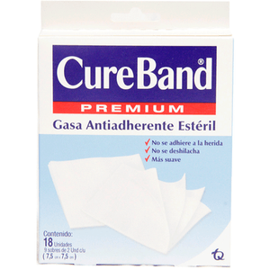 Cureband Premium Gasas Antiadher Caja 18 Unidades