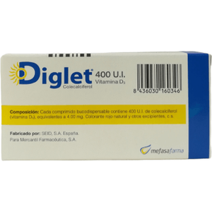 Diglet 400 Ui Vitamina D3 30 Comprimidos