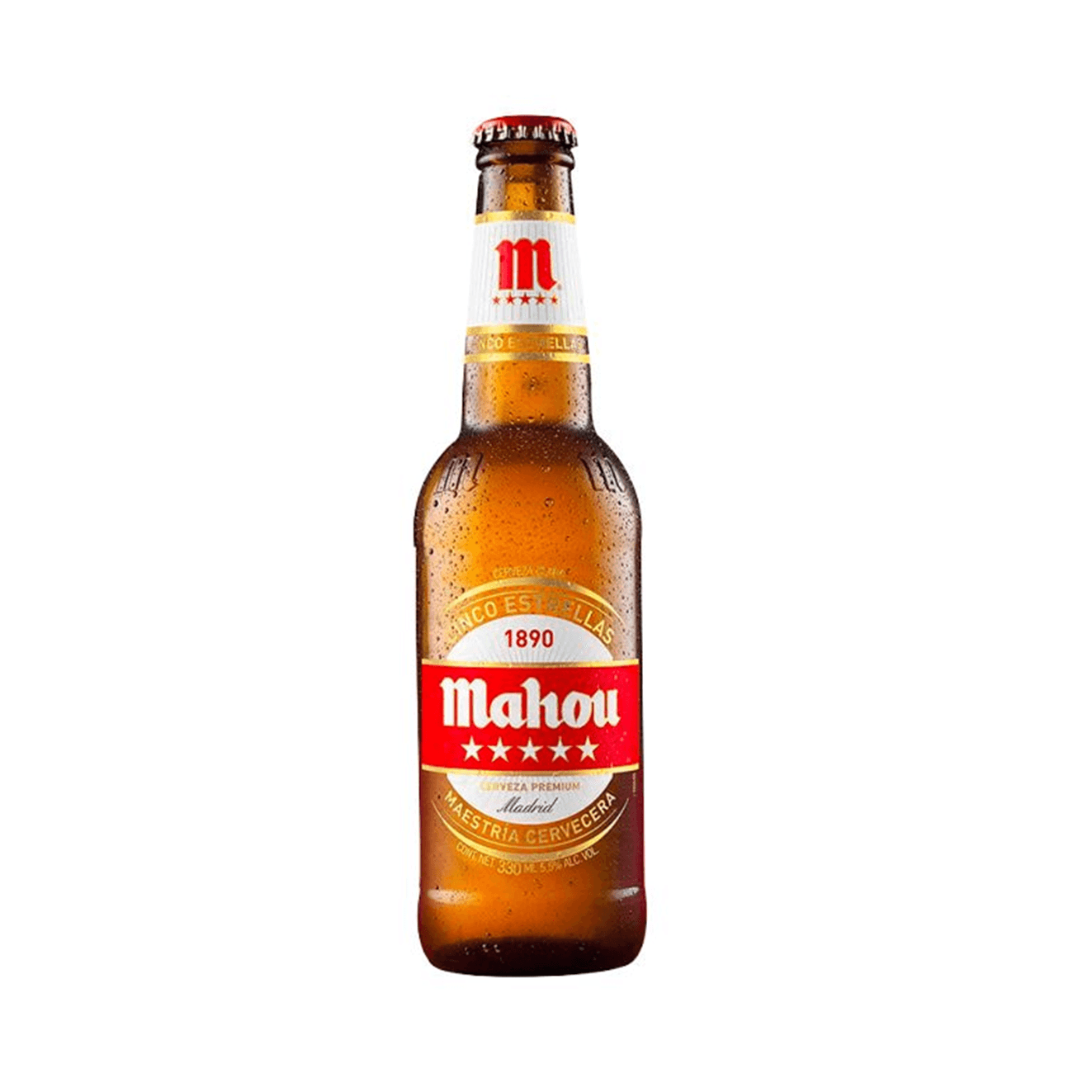 Cerveza Mahou 5 Estrella Botella De 330 Ml