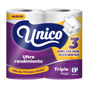 Papel Higiénico Único Ultra Rendimiento 350H 3P 12X4