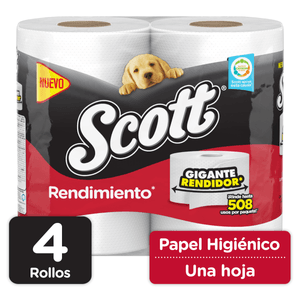 Papel Higiénico Scott Gigante Rendidor 4 Rollos