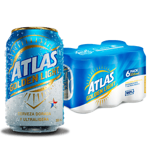 Sixpack Cerveza Atlas Golden Light 355 Ml Lata