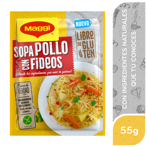 MAGGI Sopa de Pollo con Fideos Libre de Gluten Sobre 57g