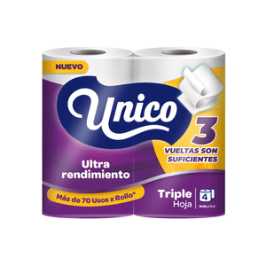 Papel Higienico Unico Ultra Rendimiento 350H 3P 8X6