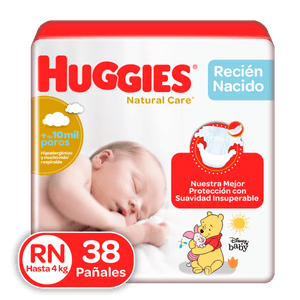 Pañales Huggies Natural Care Etapa 0/Recién Nacido 38U