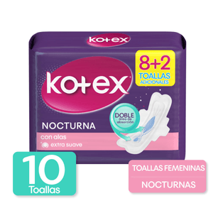 Toallas Femeninas Kotex Nocturna 10U