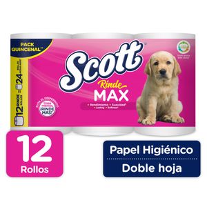 Papel Higiénico Scott Rindemax Doble Hoja 12 Rollos