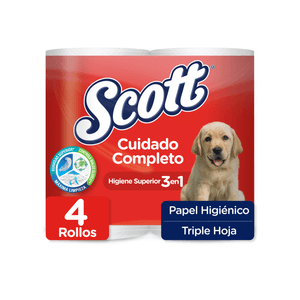 Papel Higienico Cuidado Completo Scott Triple Hoja 4 Rollos