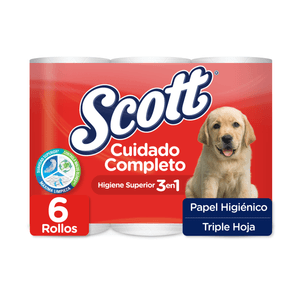 Papel Higienico Cuidado Completo Scott Triple Hoja 6 Rollos