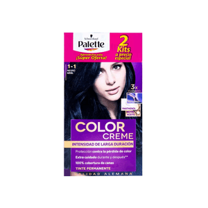 Tinte 2 Kits Color Creme Palette Negro Azul