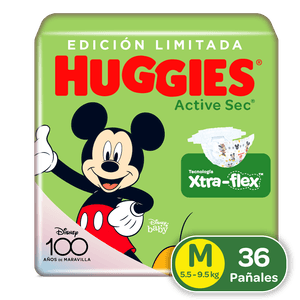 Pañales Huggies Active Sec Etapa 2/M 36U