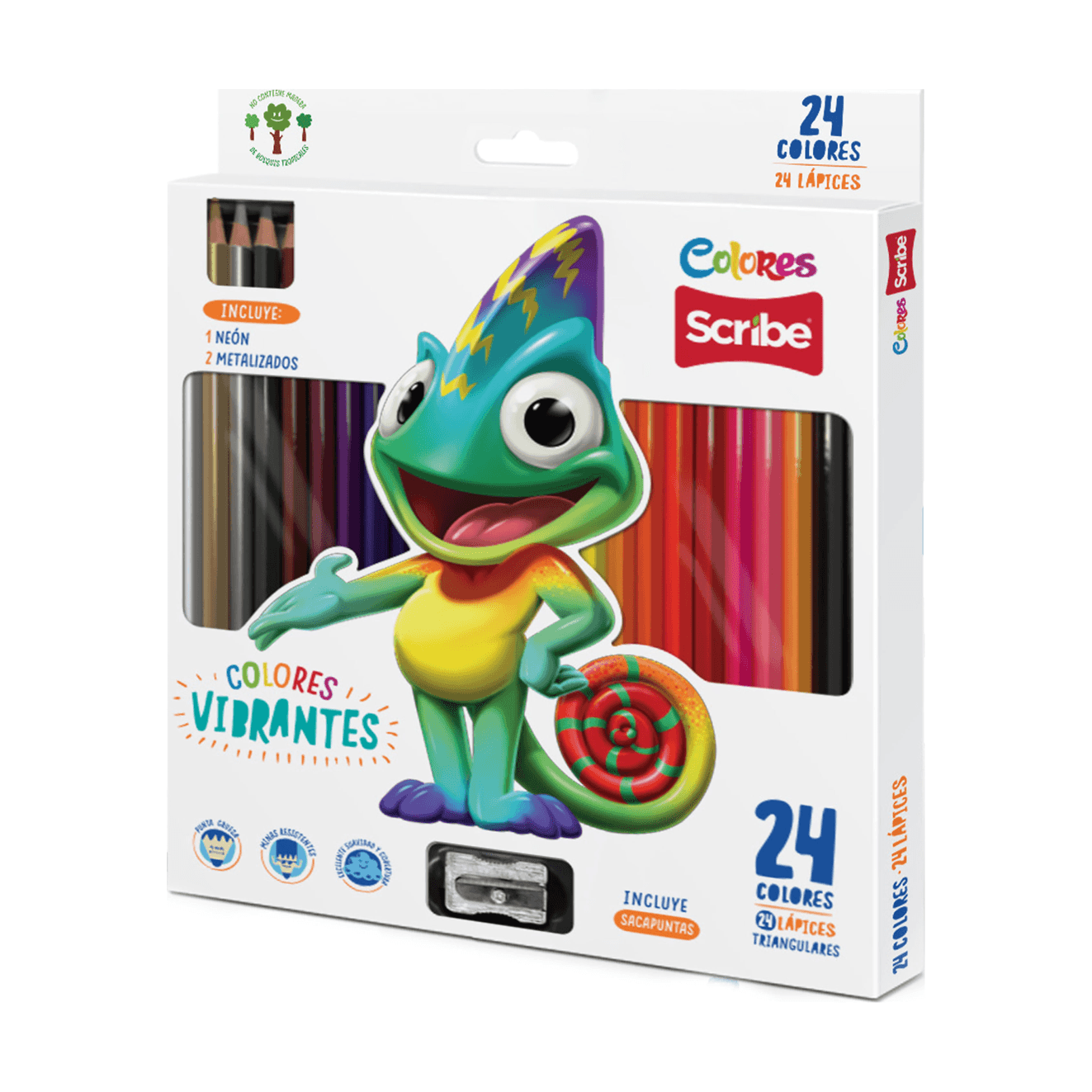 Set De 24 Lápices De Colores Triangulares En Estuche Metálico – Colores Intensos Y Cobertura Suave, Ideales Para Dibujar Y Regalar