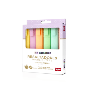 Resaltadores Incolors Scribe Colores Pastel 6 PZ