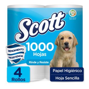 Papel Higiénico Scott 1000 Hojas 4 Rollos